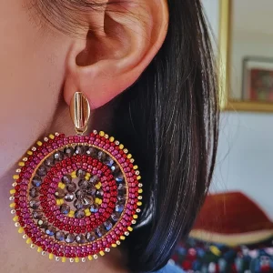 Statement øreringe med Miyuki-perler i mandala design – Maksi Mandala