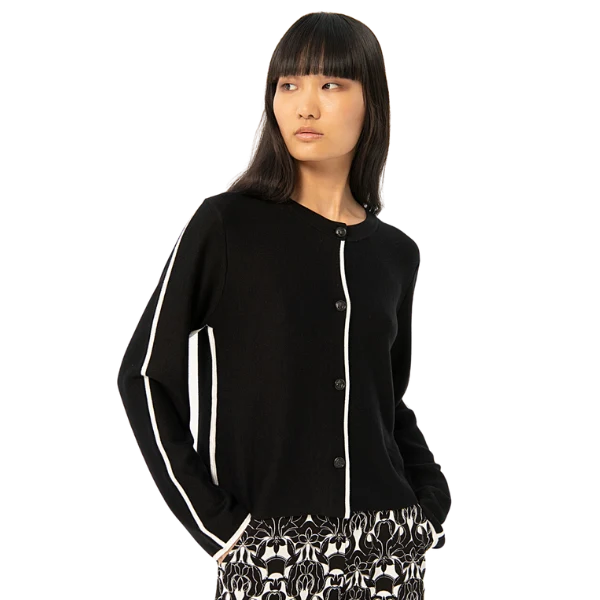 Sort cardigan - Hvid stribe - Surkana - Billede 2