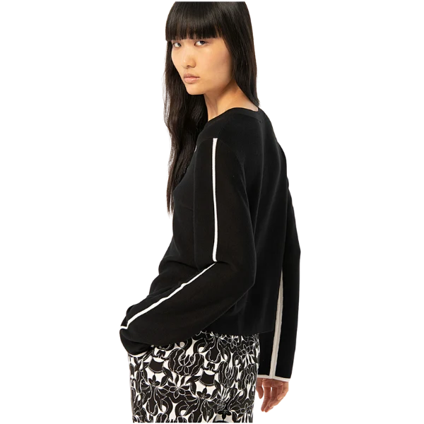 Sort cardigan - Hvid stribe - Surkana - Billede 4