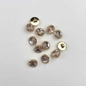 Knap med øje - Rosa Krystal - 12,5mm