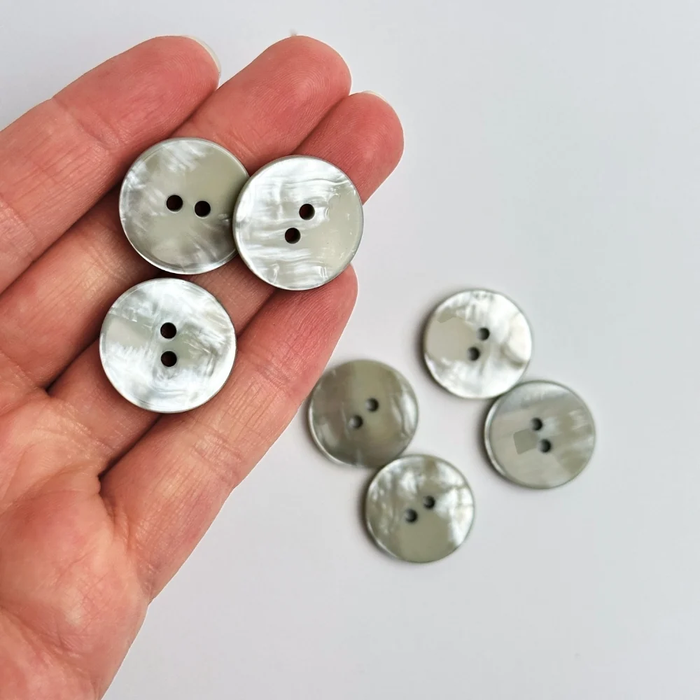 Knap - Perlemor Look - Cement - 21 mm - Billede 3