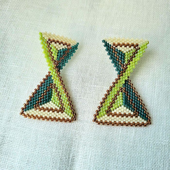 Geometriske håndlavede øreringe med Miyuki-perler – Echo - Billede 7