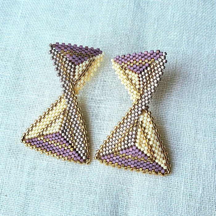 Geometriske håndlavede øreringe med Miyuki-perler – Echo - Billede 5