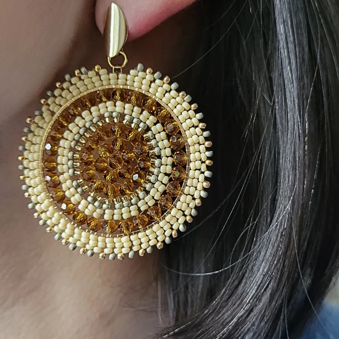 Statement øreringe med Miyuki-perler i mandala design – Maksi Mandala - Billede 6