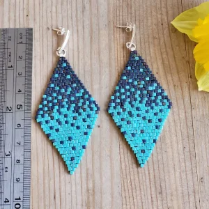 Diamant Stor øreringe – Store statement-øreringe med Miyuki-perler og geometrisk stil