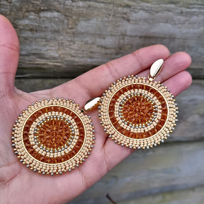 Statement øreringe med Miyuki-perler i mandala design – Maksi Mandala - Billede 8