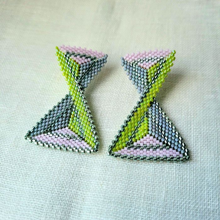 Geometriske håndlavede øreringe med Miyuki-perler – Echo - Billede 8