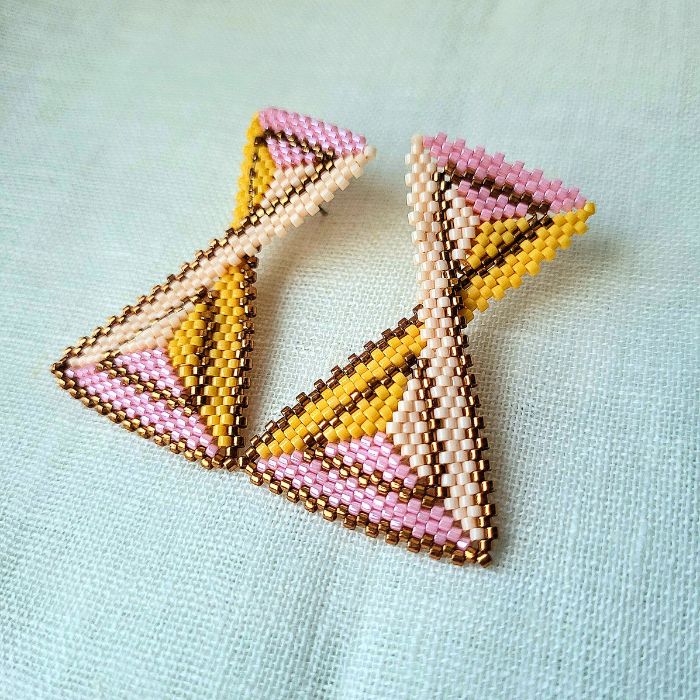 Geometriske håndlavede øreringe med Miyuki-perler – Echo - Billede 9