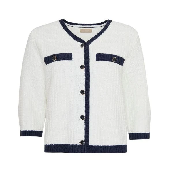 Asta strik cardigan - Hvid/navy - Ofelia - Billede 2
