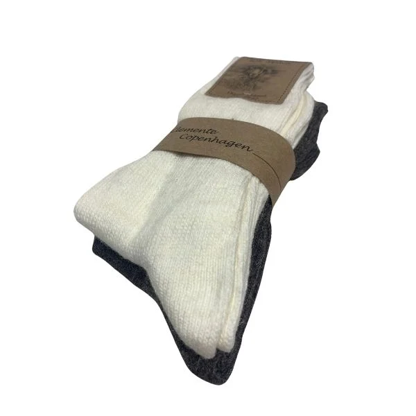 Alpaca sokker - Creme/mørkebrun - Clemente - Billede 3