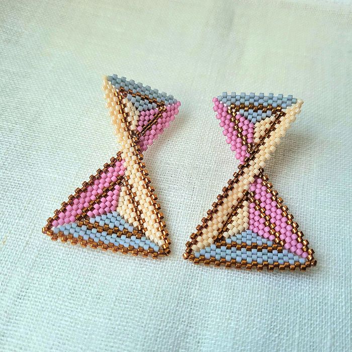 Geometriske håndlavede øreringe med Miyuki-perler – Echo - Billede 6