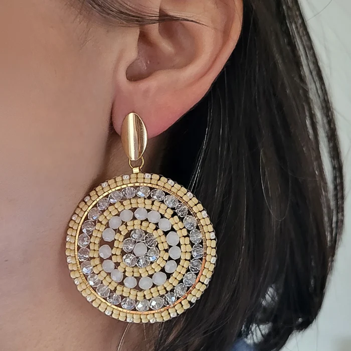 Statement øreringe med Miyuki-perler i mandala design – Maksi Mandala - Billede 7