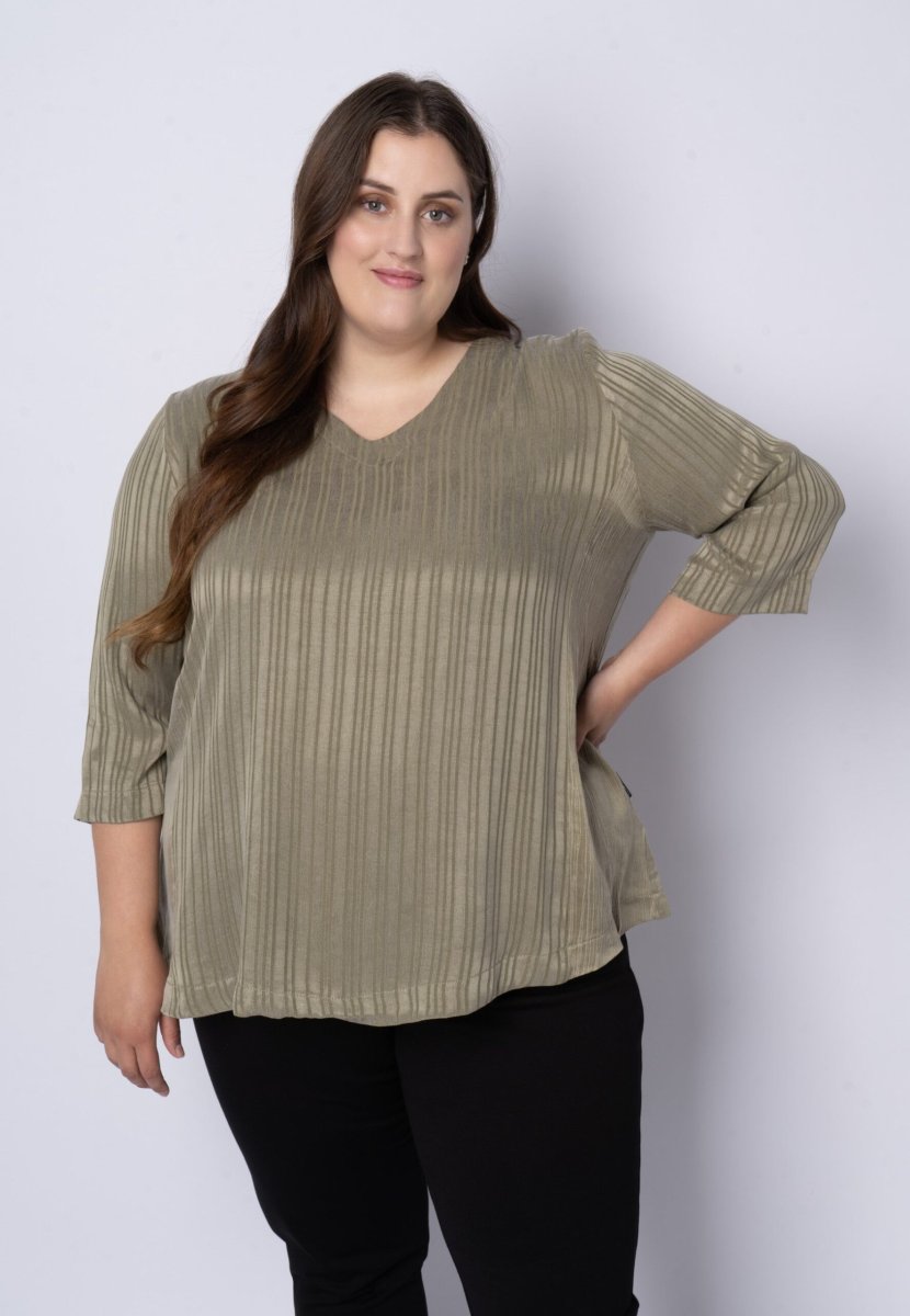 Pont Neuf – Bluse – Pntania – Khaki – 3xl/54-56 – Pont Neuf - Billede 2