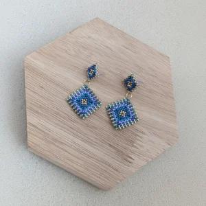 Diamantformede håndlavede øreringe med Miyuki-perler – Amelia