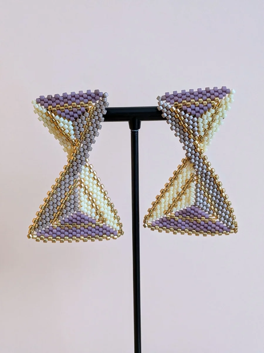 Geometriske håndlavede øreringe med Miyuki-perler – Echo - Billede 3