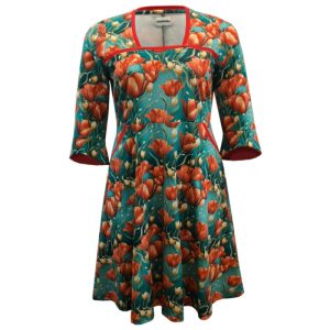 Plus size kjole – Genkei Red Tulips – Amamiko